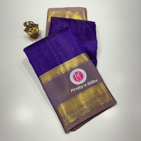 Pure Kanjeevaram silk-Purple with Grey Lavender  -PY71328