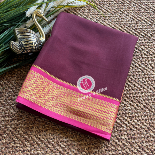 Pure Mysore crepe silk-Dark wine with pink-PY74668