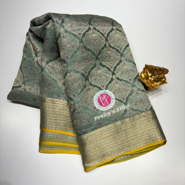 Pure Banarasi crepe -pastel green-PY78725
