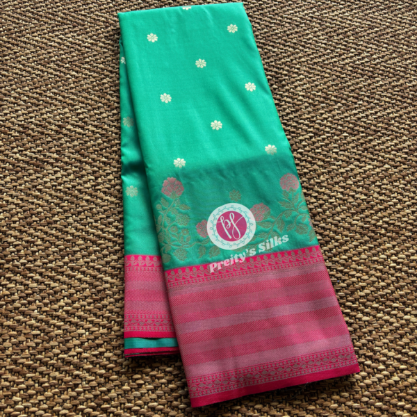 Kanchi semi silk-Rama blue with pink- PY72119