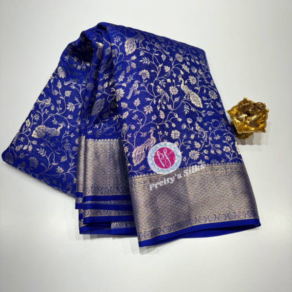 Pure Banarasi crepe -Royal blue-PY78706