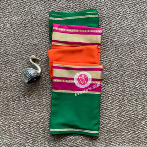 Pure Mysore crepe silk-Orange pink and green- PY76128