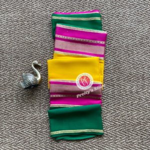 Pure Mysore crepe silk-yellow pink and green- PY76061