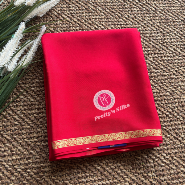 Pure Mysore crepe silk-Red-PY72401