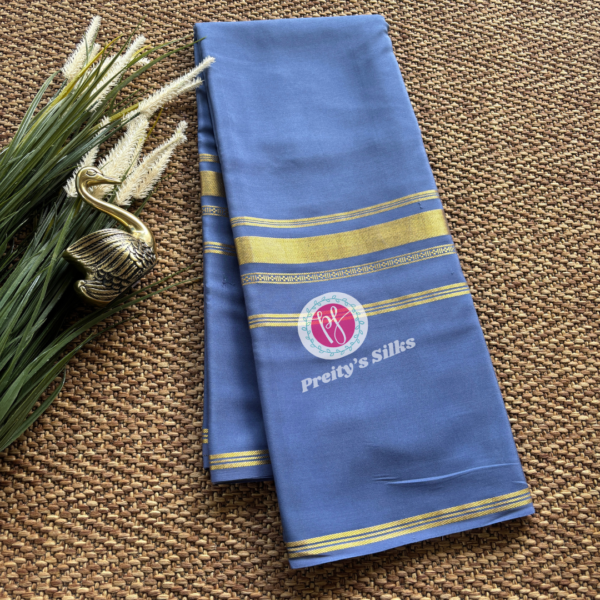 Pure Mysore crepe silk -Greyish blue – PY72474