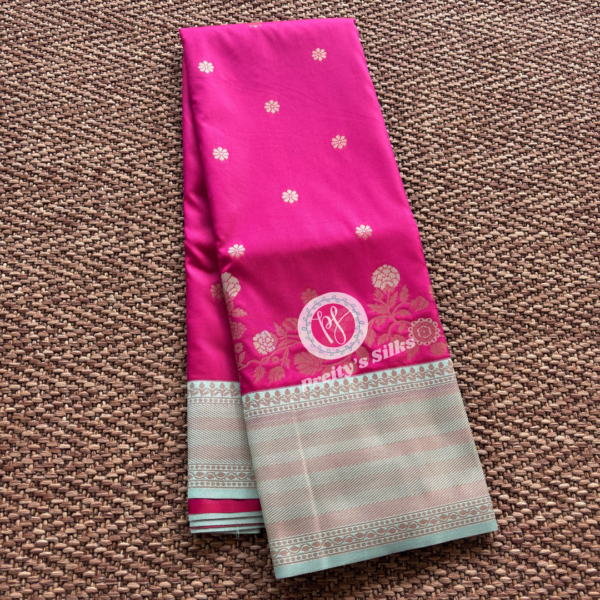 Kanchi semi silk-Pink with sea green – PY72134