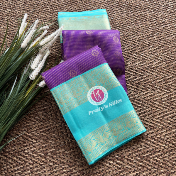 Pure Kanchipuram silk -Purple with light blue- PY73500