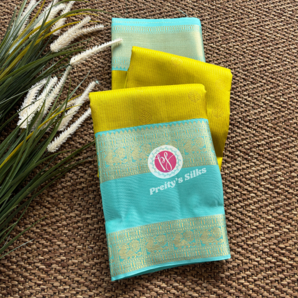 Pure Kanchipuram silk -Olive green with sea green- PY73497