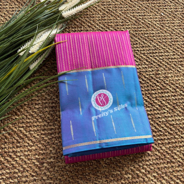 Pure Kanchipuram silk -Magenta with peacock blue-PY73453