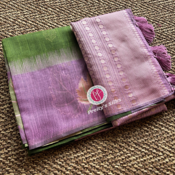 Cotton silk -Mehandi green with Onion pink- PY74972