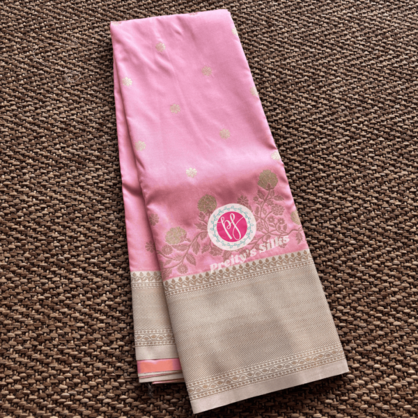 Kanchi semi silk-Peach pink with half white -PY72121
