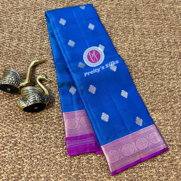 Pure Kanchipuram silk -Peacock blue with magenta -PY00901