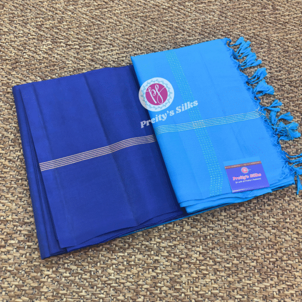 Powerloom soft silk -Blue with blue -PY02590