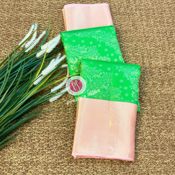 Pure Kanjeevaram silk-Parrot green with light pink-PY02627
