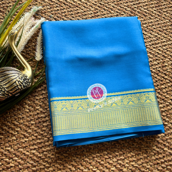 Pure Mysore crepe silk -Peacock blue-PY70955