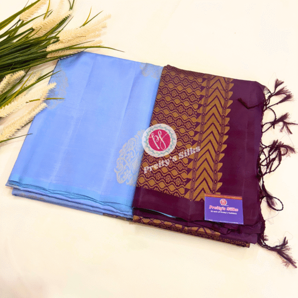 Powerloom soft silk-Blue with Wine -PY04677