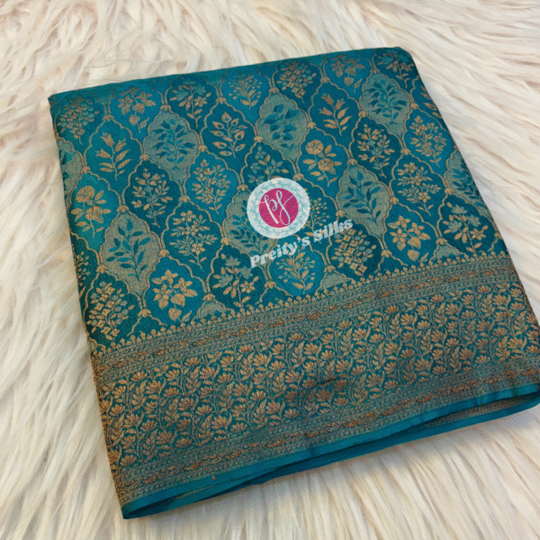 Pure Banarasi Crepe Silk -Peacock Green-PY75797