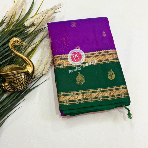 Pure Kanchipuram silk-Purple and Green -PY03344