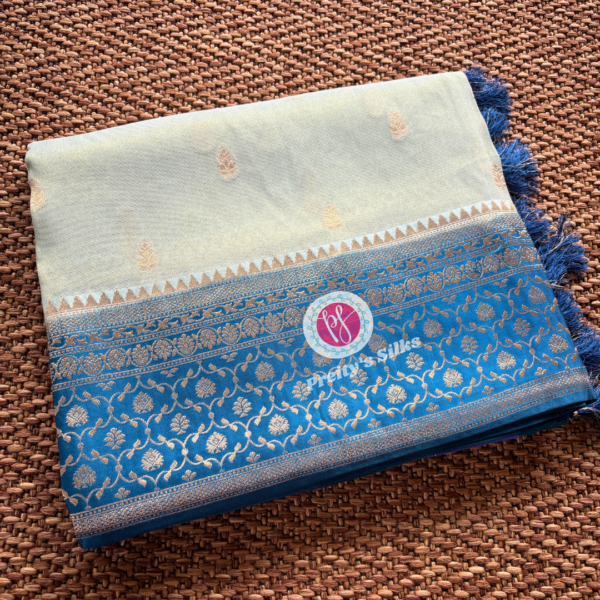 Organza silk -Light Blue with Peacock blue -PY79170