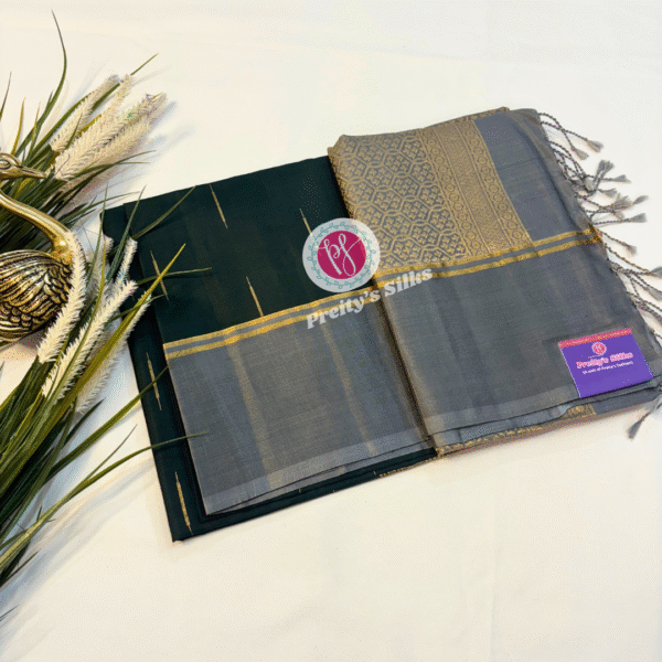 Pure Kanjeevaram soft silk-Green with Grey -PY00434