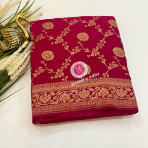 Pure Banarasi Crepe Silk-Marron-PY04544