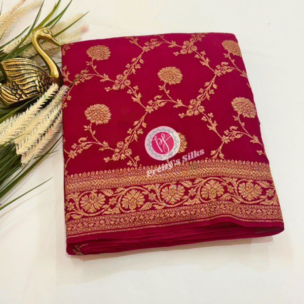 Pure Banarasi Crepe Silk-Marron-PY04544