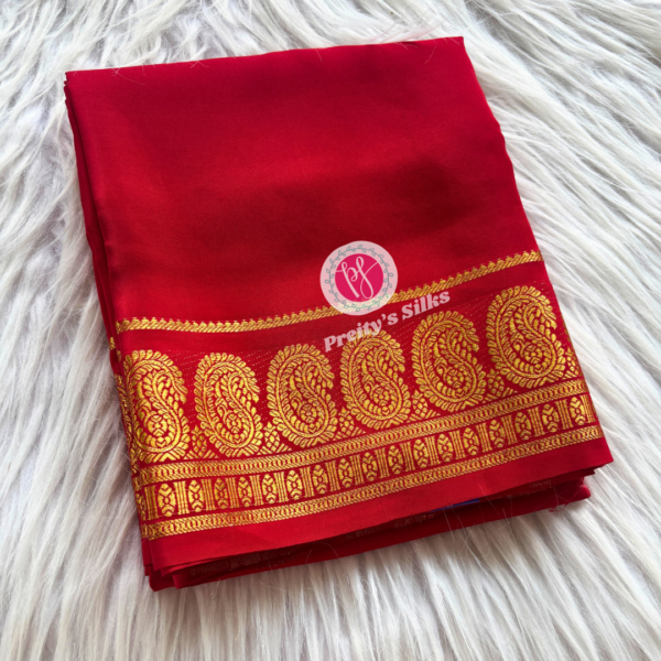 Pure Mysore crepe silk -Red-PY79631