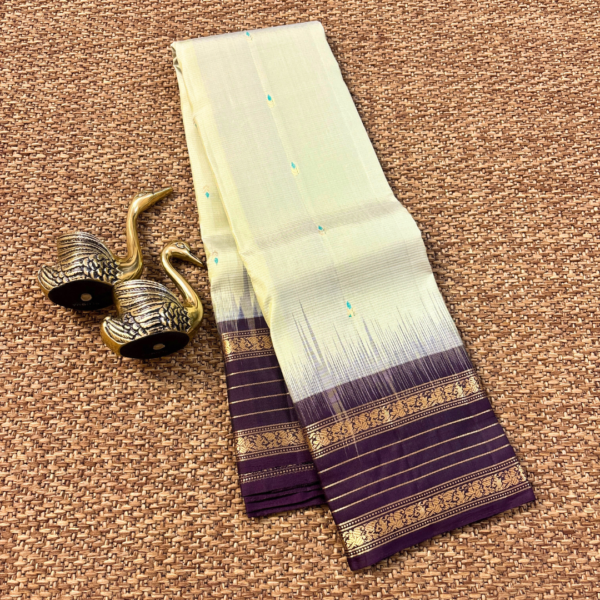 Pure Kanchipuram silk -Cream with Brown -PY00520