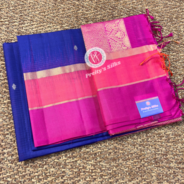 Pure Kanchipuram soft silk- Dark blue with Pink-PY00567