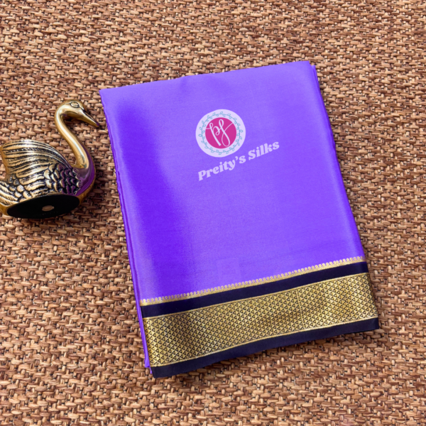 Pure Mysore crepe silk -Violet purple with black – PY01233