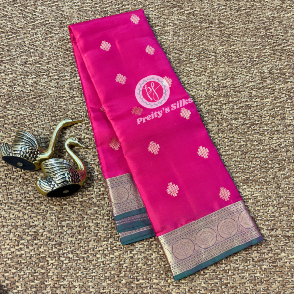 Pure Kanchipuram silk -Reddish pink with green-PY00867