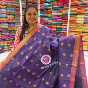 Powerloom kanchipurm silk saree -Darkblue-PF12589
