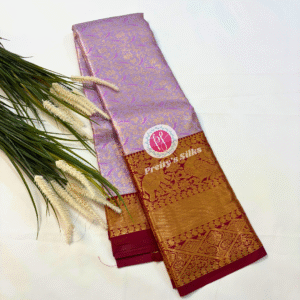 Semi Tissue Kanjeevaram silk-Lavender with Marron- PY04779