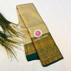 Semi Tissue Kanjeevaram silk-Gold with Green- PY04787