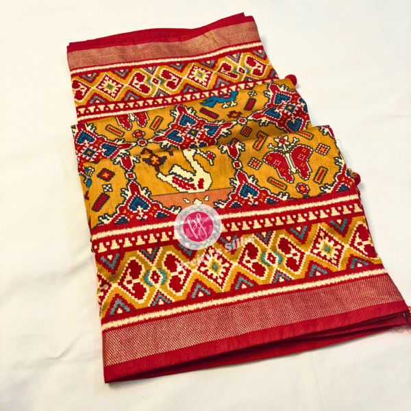 Ikkath Pochampally silk-Yellow with Red – PY07317