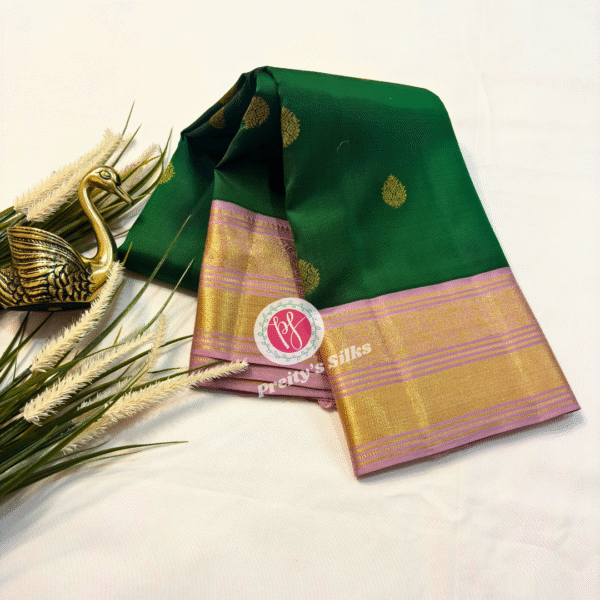 Pure Kanjeevaram silk -Green with Mauve color -PY07469