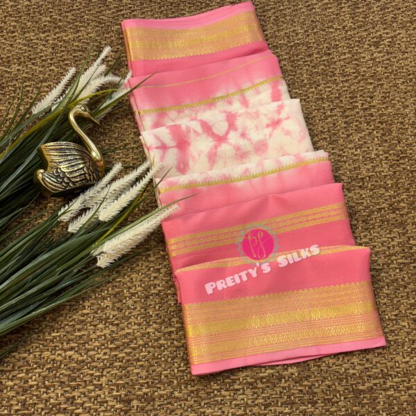 Pure Mysore crepe silk (Shibori print design )-Peach pink- PY06947