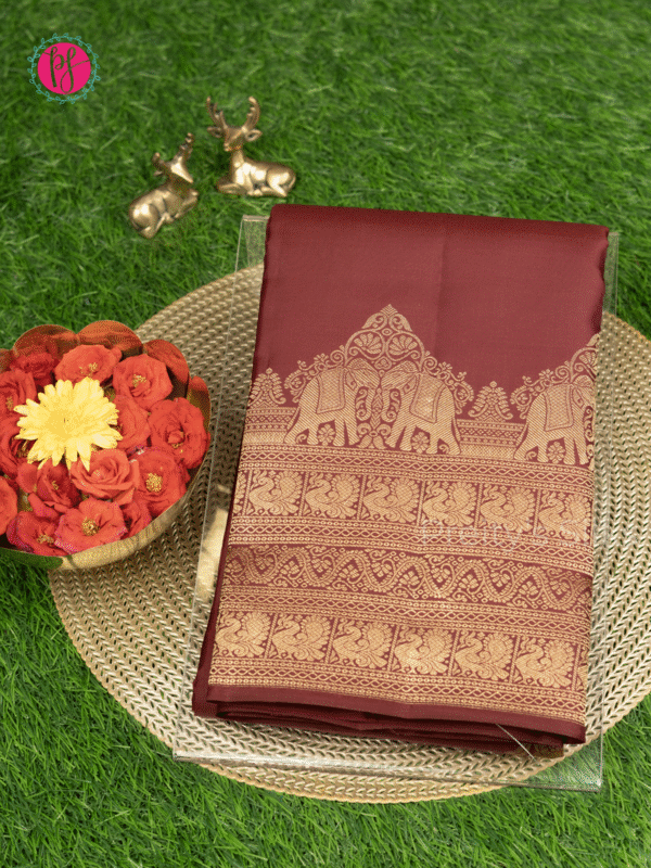 Pure Kanchipurm silk saree -Deepwine-PF14745