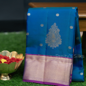 Pure Kanchipurm silk saree -Peacock blue and Purple -PF14732