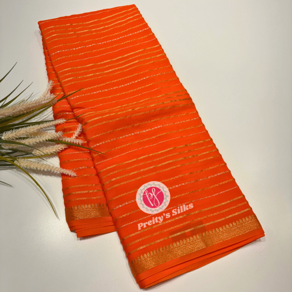Munga crepe saree -Orange -PF15199