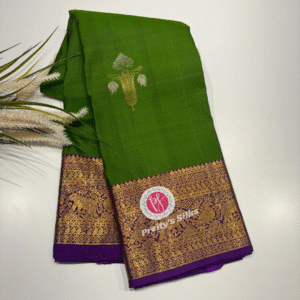 Powerloom kanchipurm silk saree -Mehandi green-PF10487