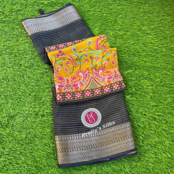 Semi Crepe saree -Black -PF12313