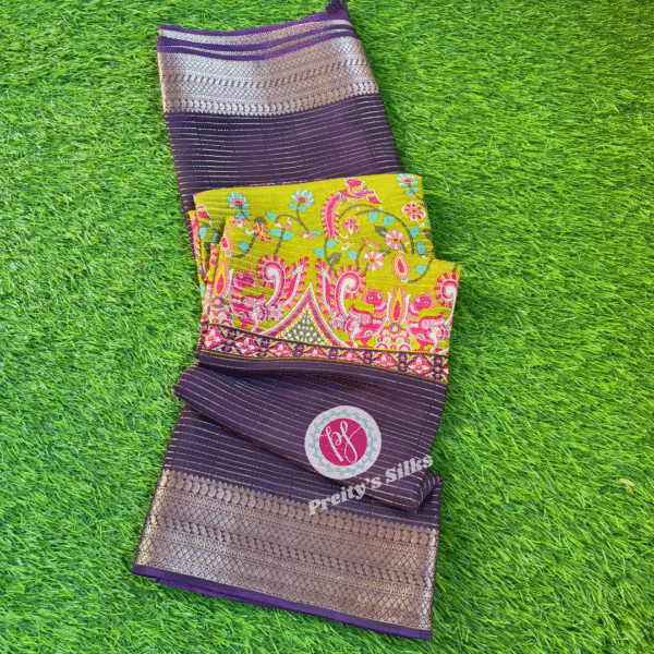 Semi Crepe saree -Dark purple wine -PF12303