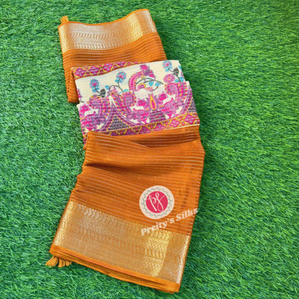 Semi Crepe saree -Honey Yellow -PF12335