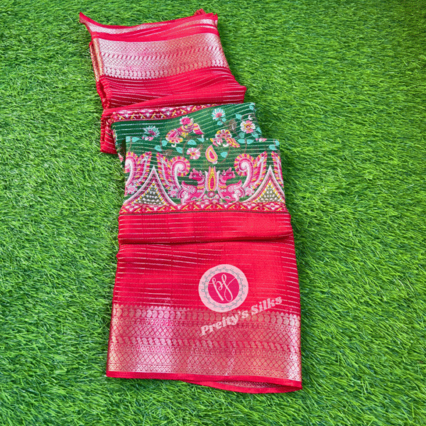 Semi Crepe saree -Red -PF12337
