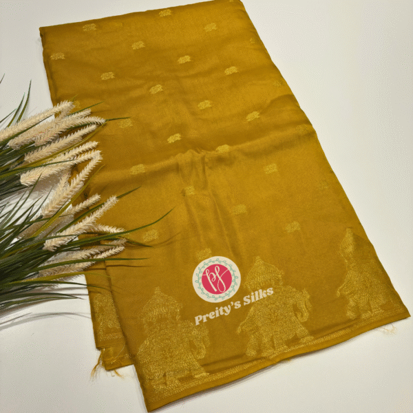 Munga Crepe saree -Golden yellow-PF12189