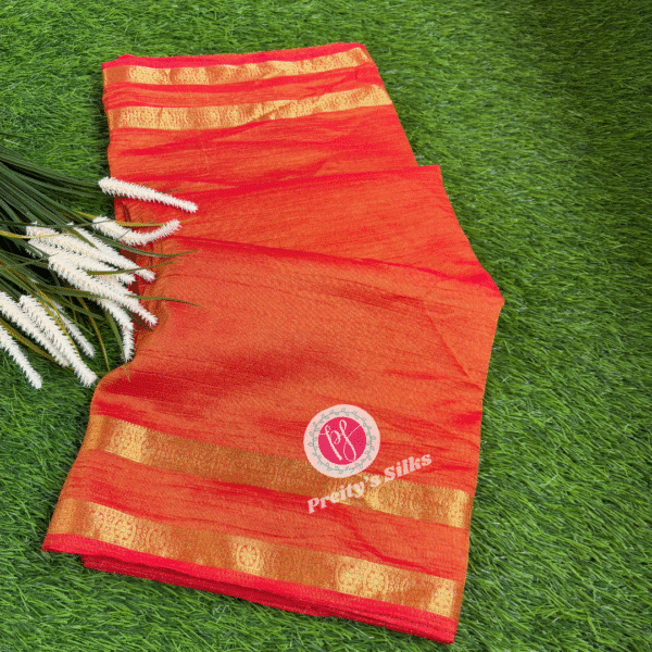 Crushed Tissue Saree- Orange-PF12169