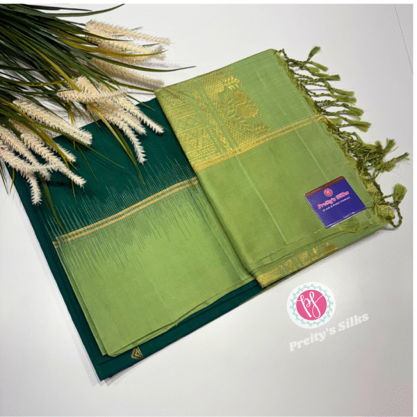 Pure Kanjeevaram silk -Dark green and Lightgreen-PF00390