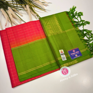 Pure Kanchipuram soft silk saree -Pink and parrotgreen -PF18564