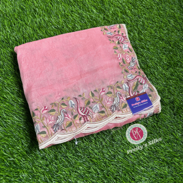 Organza saree -Pastel Pink -PF20084